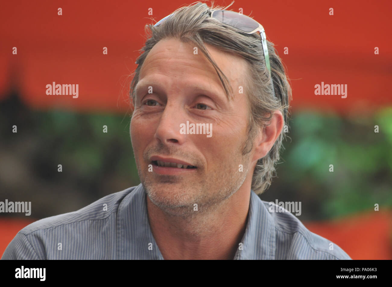 Actor Mads Mikkelsen in a Beergarden in Munich during Filmfest München 2010 Stock Photo