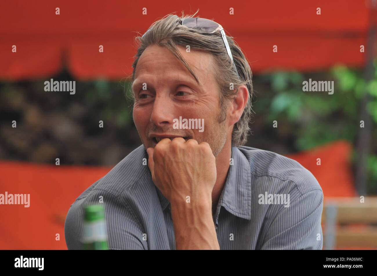 Actor Mads Mikkelsen in a Beergarden in Munich during Filmfest München 2010 Stock Photo