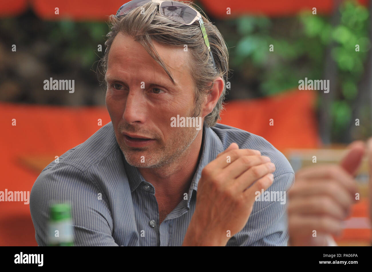 Actor Mads Mikkelsen in a Beergarden in Munich during Filmfest München 2010 Stock Photo