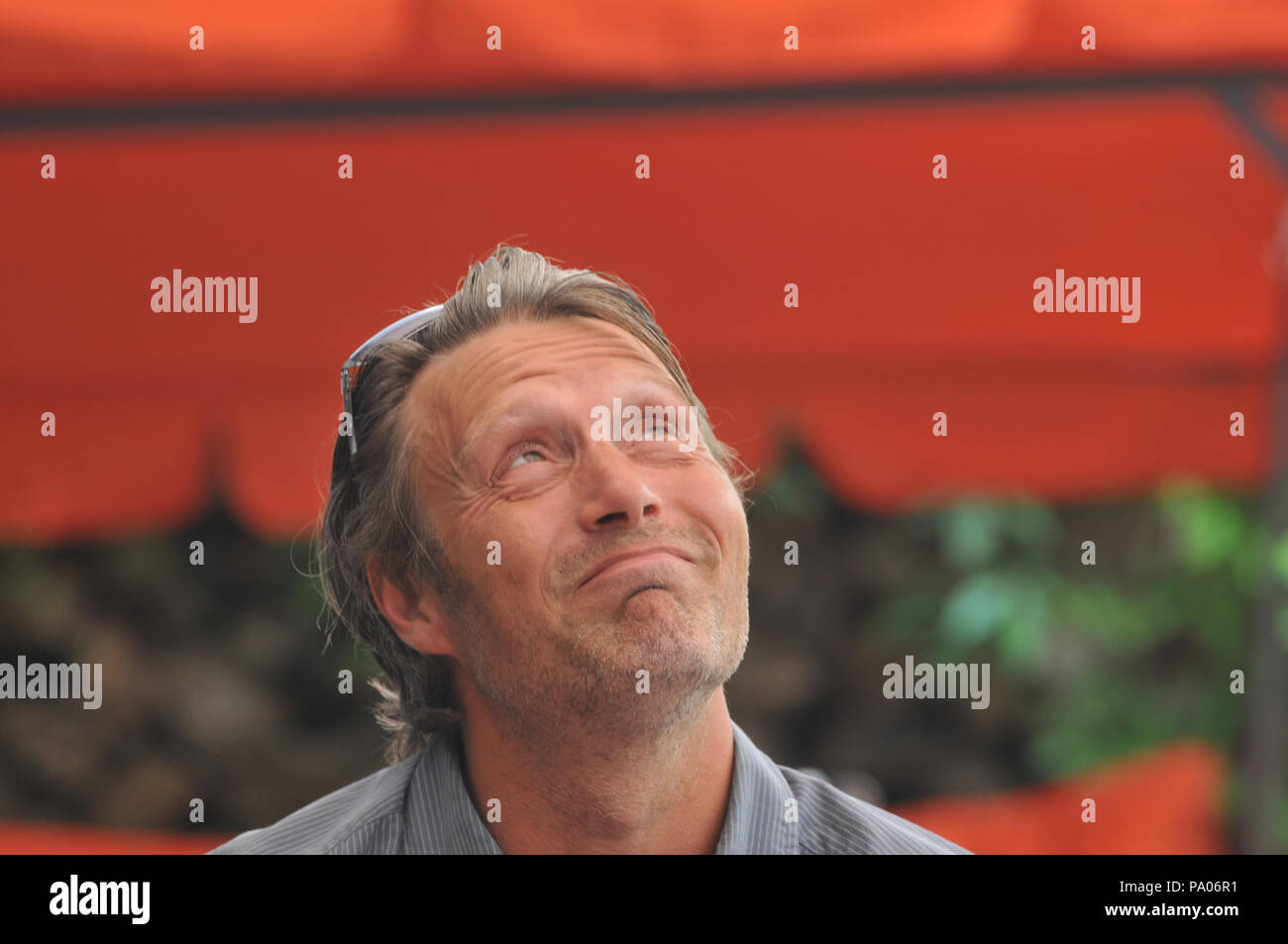 Actor Mads Mikkelsen in a Beergarden in Munich during Filmfest München 2010 Stock Photo