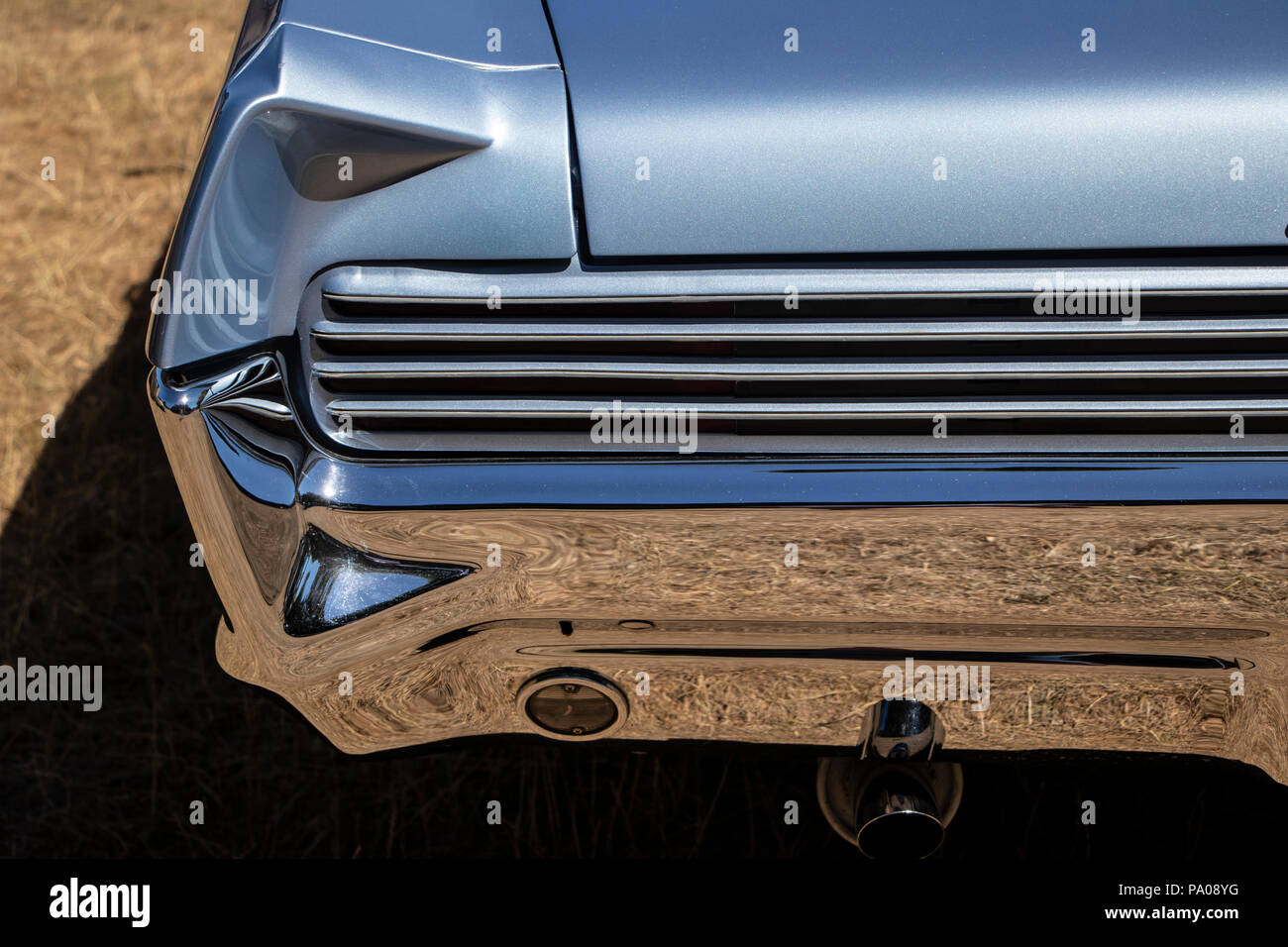 1960s chrome rear grill on American vintage car Stock Photo Alamy