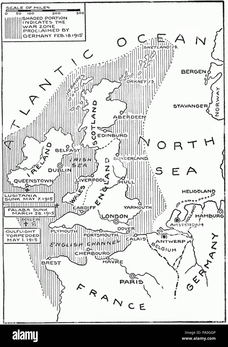 708 German Submarine Zone February 1915 SGW Vol V Stock Photo Alamy