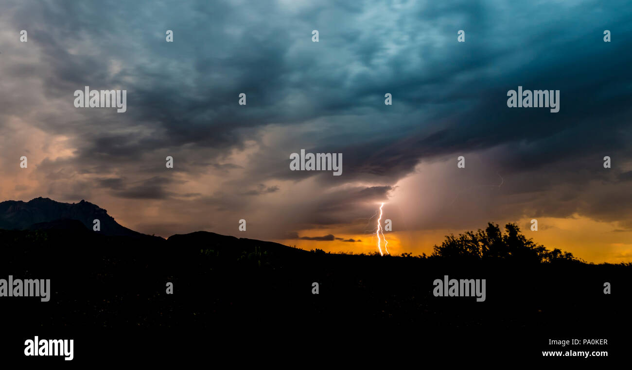 Lightning Strikes in Big Bend NP Stock Photo