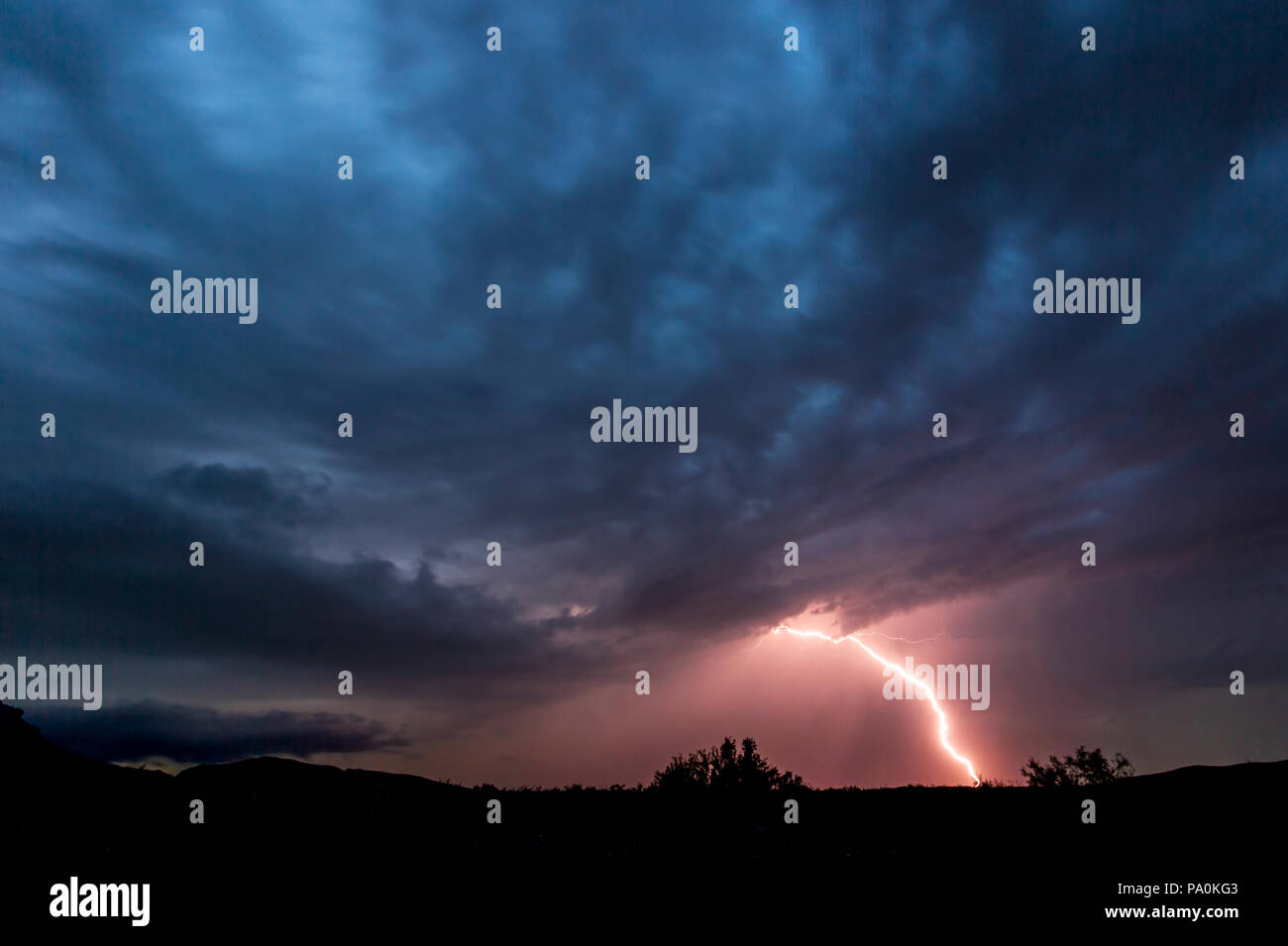 Lightning Strikes in Big Bend NP Stock Photo