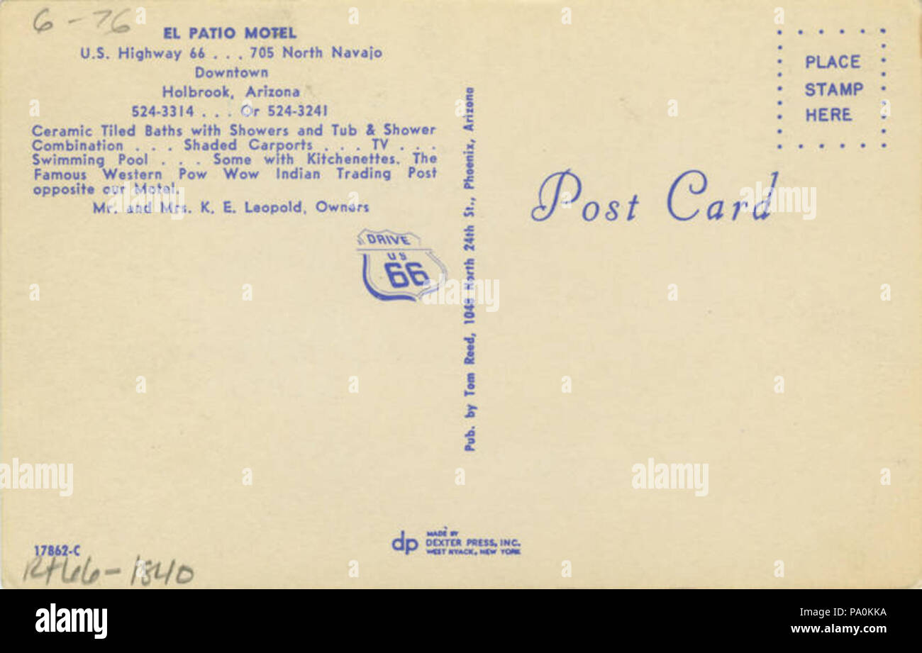 612 El Patio Motel Mr And Mrs K E Leopold Owners Tom Reed