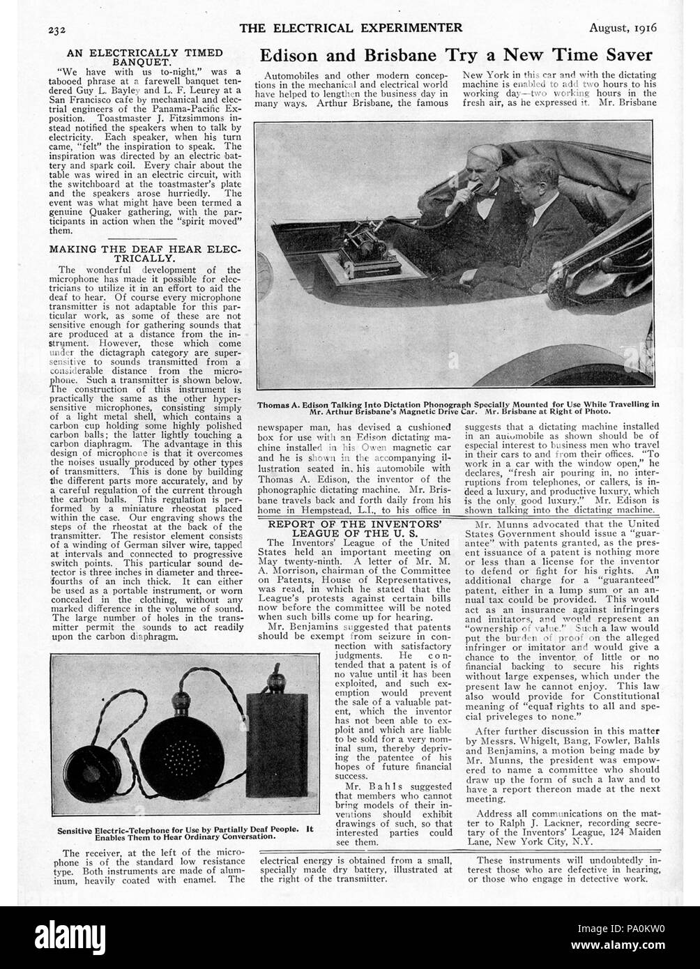 613 Electrical Experimenter Aug 1916 pg232 Stock Photo