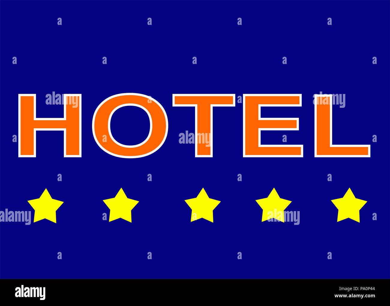 Illustration sign logo five star hotel on blue background Stock Photo
