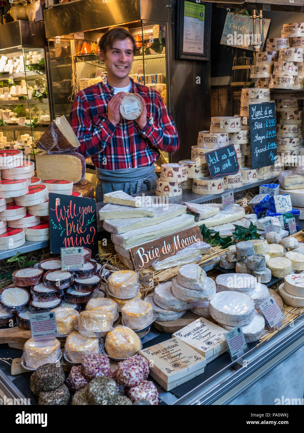 Comte borough market cheese stall display hires stock photography and