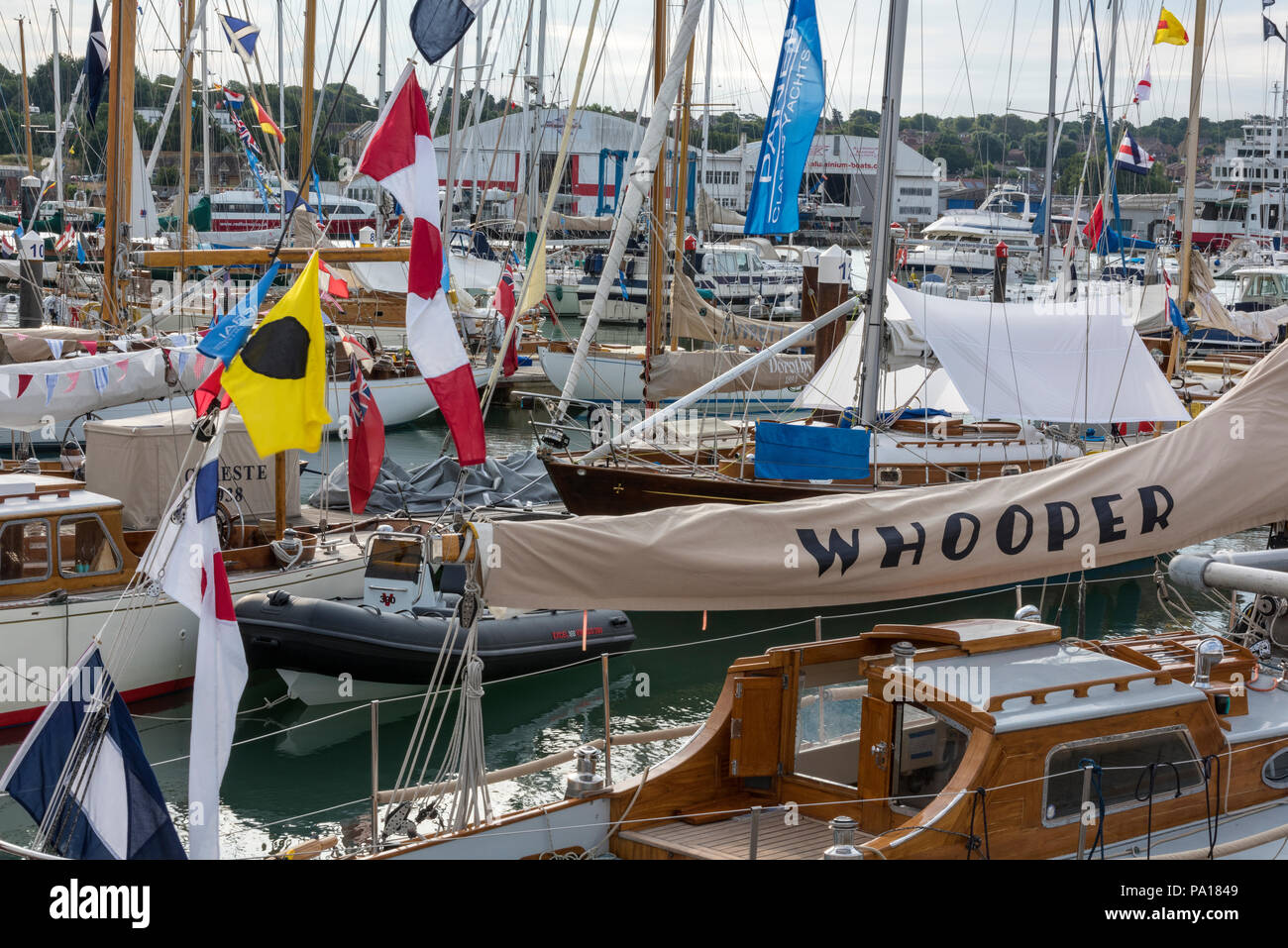 Cowes Regatta Isle Of Wight Uk th July 18 Beautiful Classic Wooden Sailing Yachts From Around The World Gathered At Cowes Yacht Haven For The Annual Panerai Watches Sponsored Classic Yachts Challenge Cowes Regatta Isle Of Wight Uk th July 18 Beautiful Classic Wooden Sailing Yachts From Around The World Gathered At Cowes Yacht Haven For The Annual Panerai Watches Sponsored Classic Yachts Challenge
