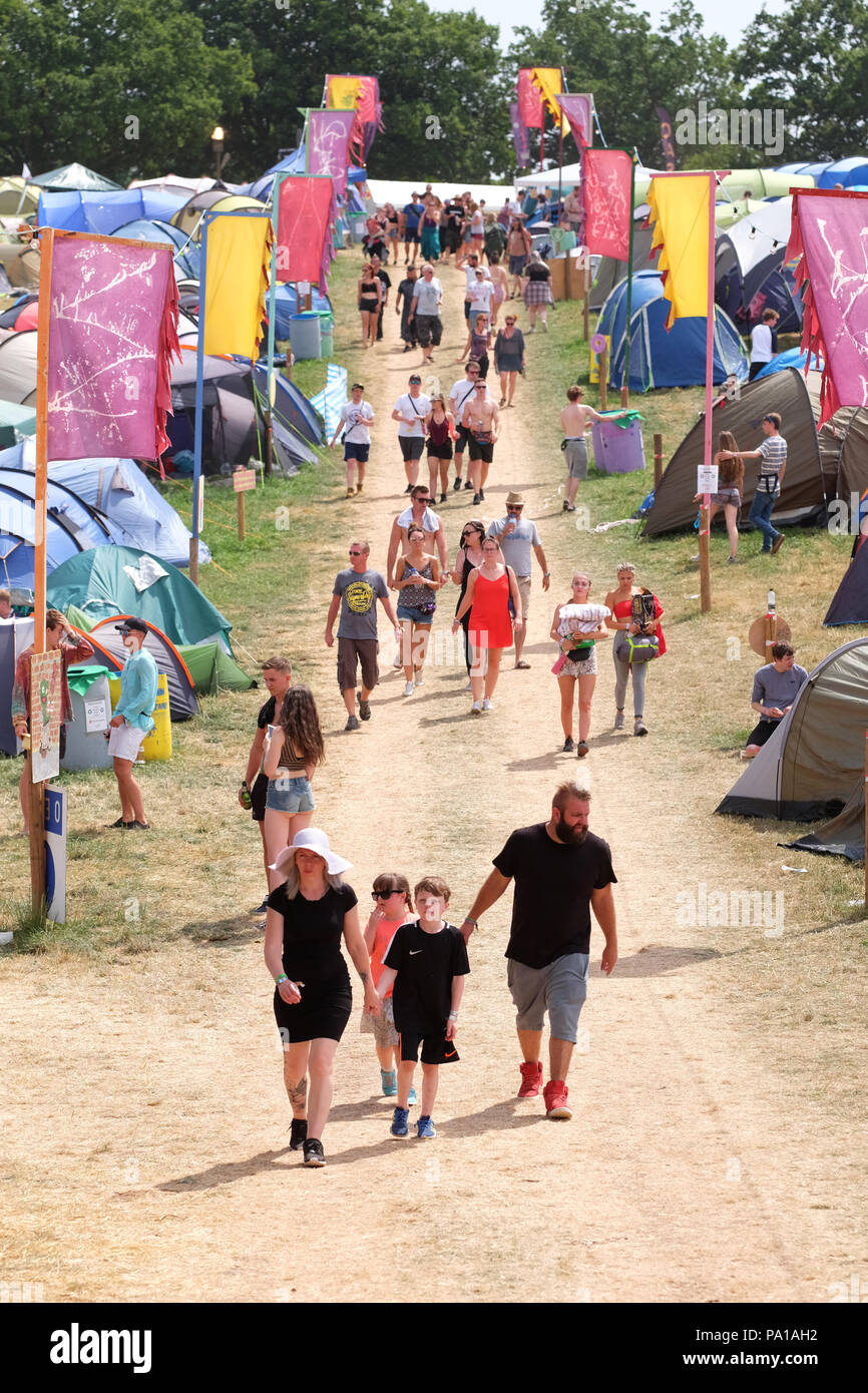 Nozstock Festival near Bromyard, Herefordshire, UK - Friday 20th July 2018 - Music fans arrive on site for the start of the 20th Nozstock music festival in warm sunshine with local temps of 25c -  Nozstock runs until Sunday 22nd July 2018. Photo Steven May  / Alamy Live News Stock Photo
