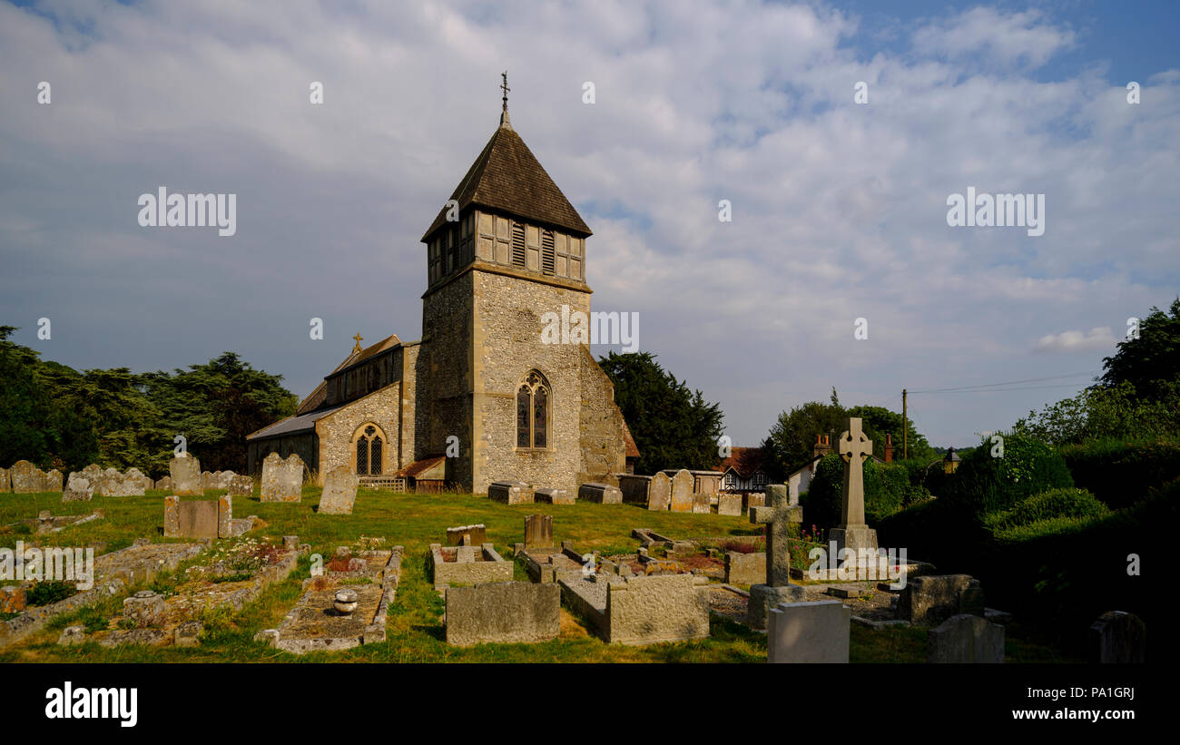 View of St Stephen's Church in the village of Sparsholt near Winchester, Hampshire, UK Stock Photo