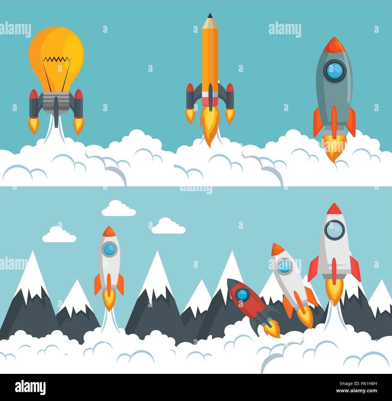 Start Up Rockets Rockets launcher Stock Vector Images - Alamy