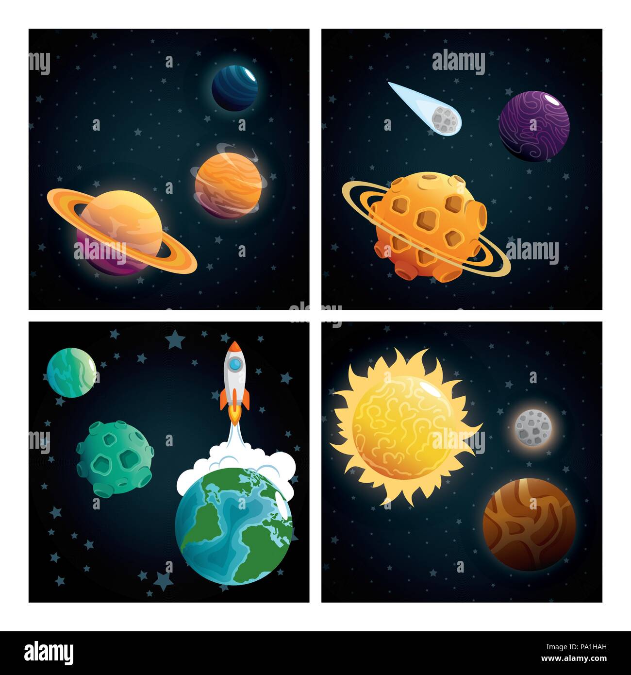planets of the solar system scene vector illustration design Stock ...