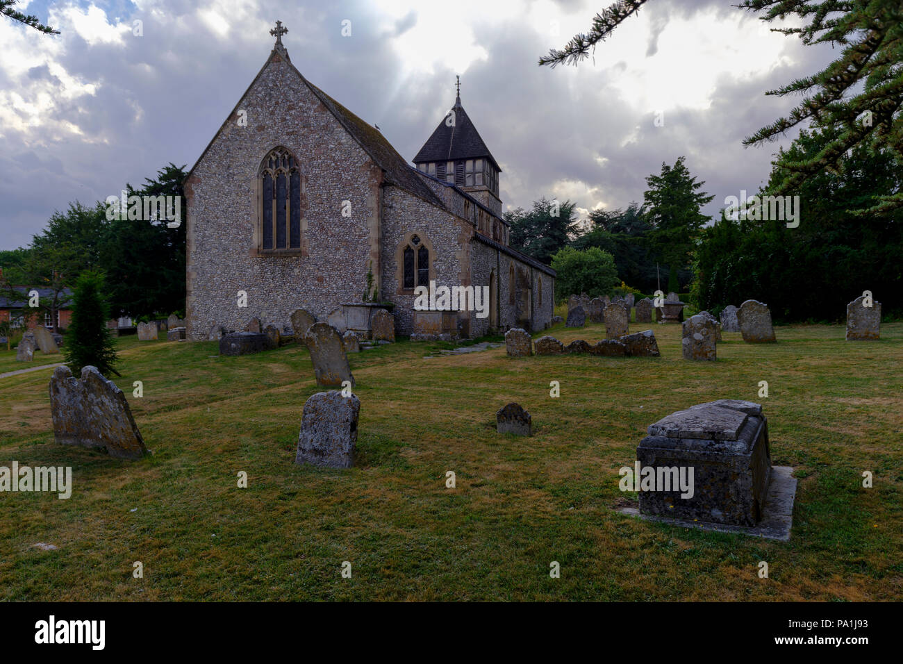 View of St Stephen's Church in the village of Sparsholt near Winchester, Hampshire, UK Stock Photo