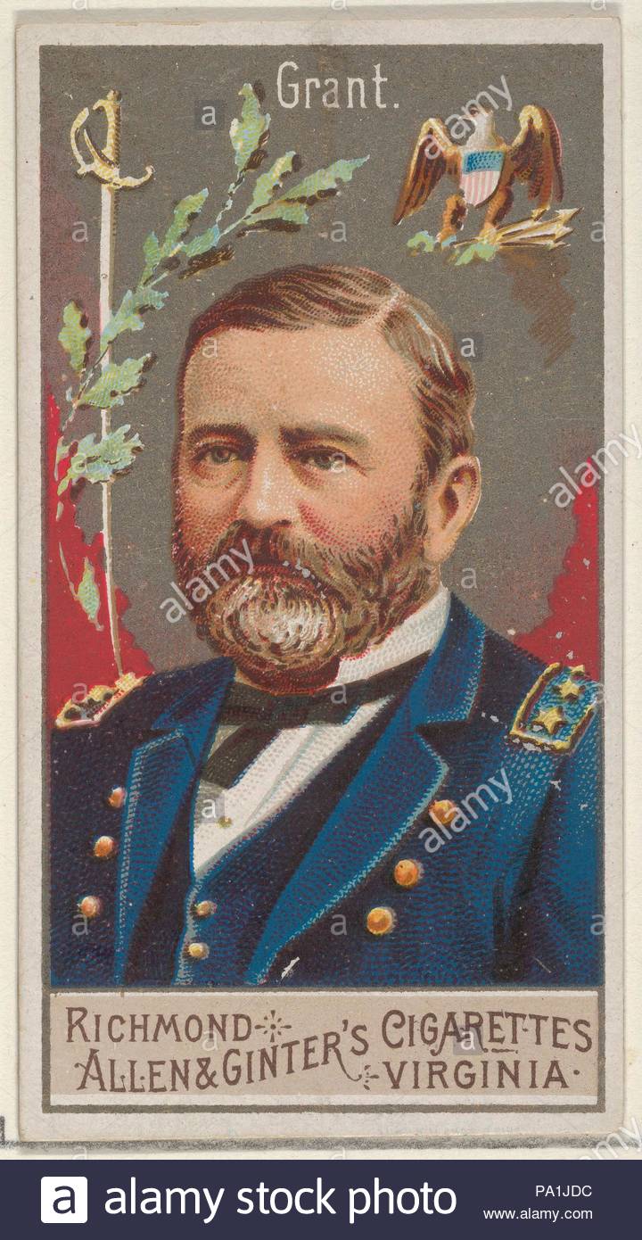 Ulysses S Grant From The Great Generals Series N15 For Allen Ginter Cigarettes Brands 1888 Commercial Color Lithograph Sheet 2 3 4 X 1 In Ulysses S Grant From The Great Generals Series N15 For Allen Ginter Cigarettes Brands 1888 Commercial Color Lithograph Sheet 2 3 4 X 1 In