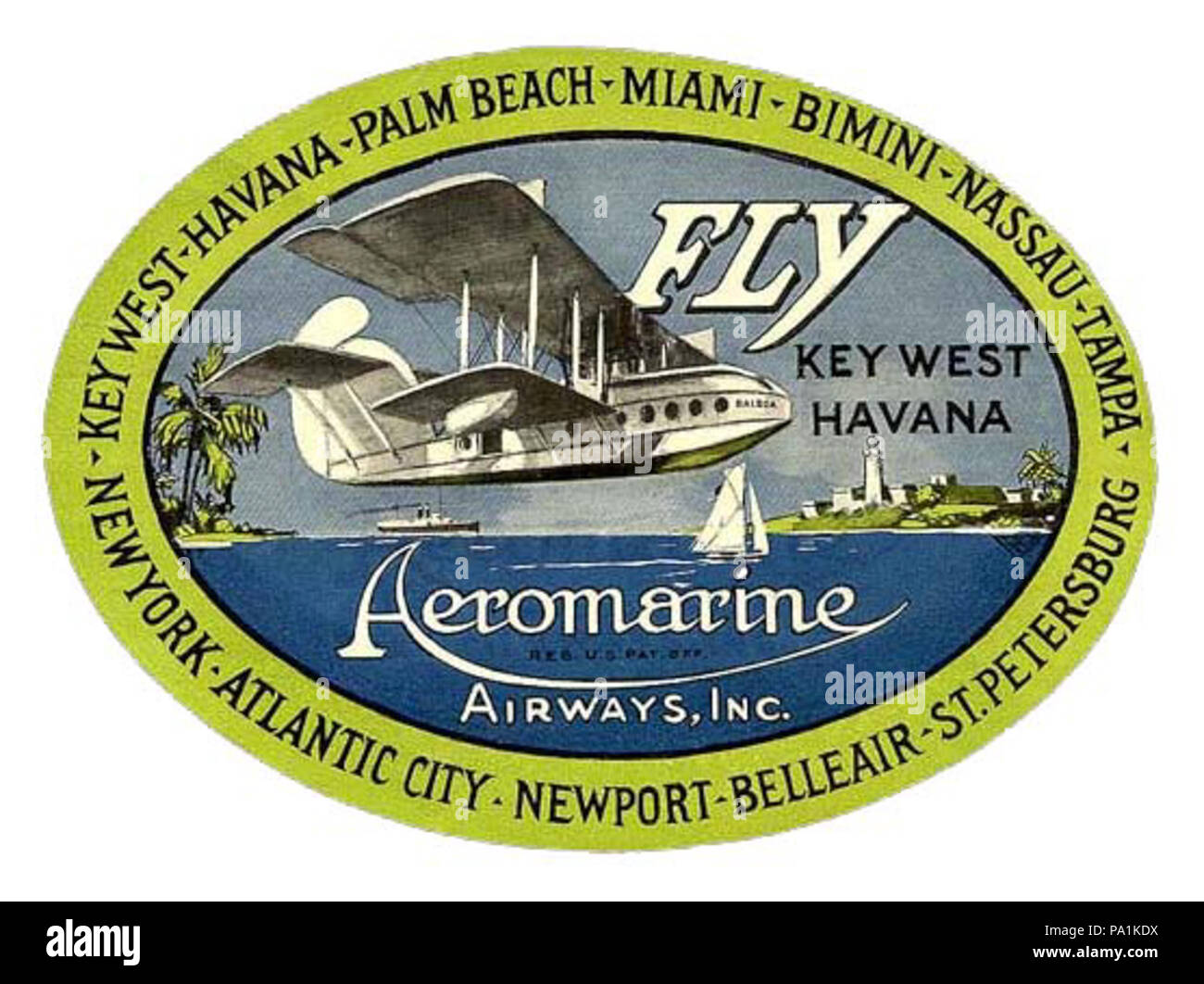 102 Aeromarine baggage label Stock Photo
