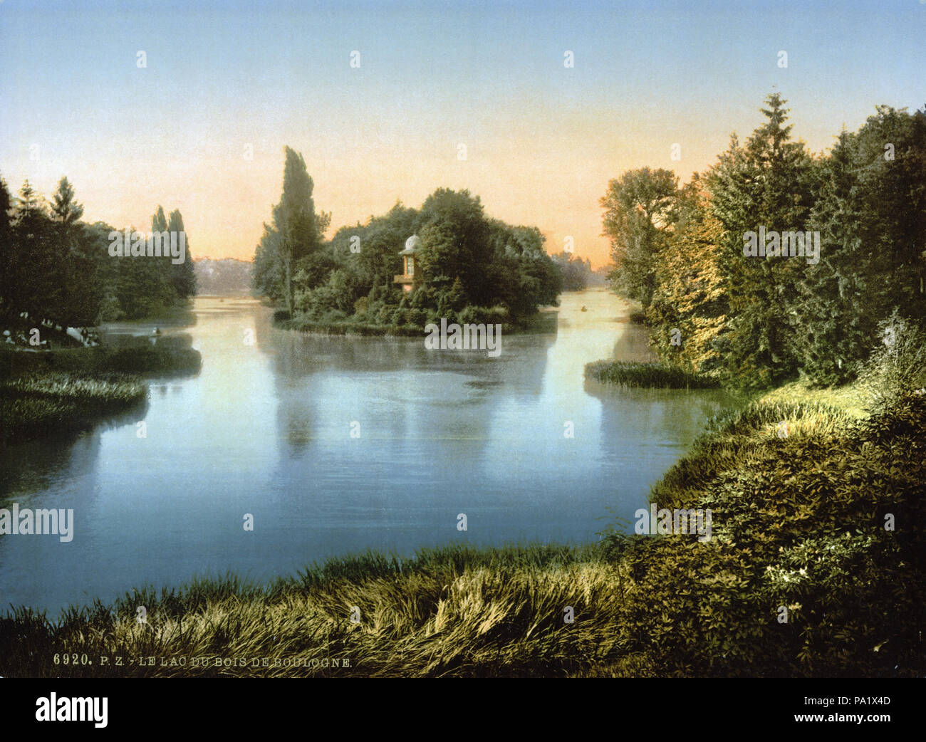 214 Bois du Boulogne, the lake, Paris, France, ca. 1890-1900 Stock Photo
