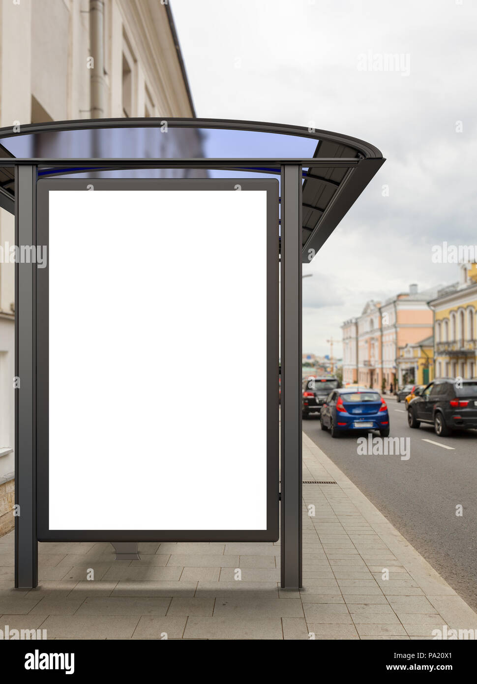 Blank Poster Mockup In Bus Stop 3d Illustration Stock Photo Alamy