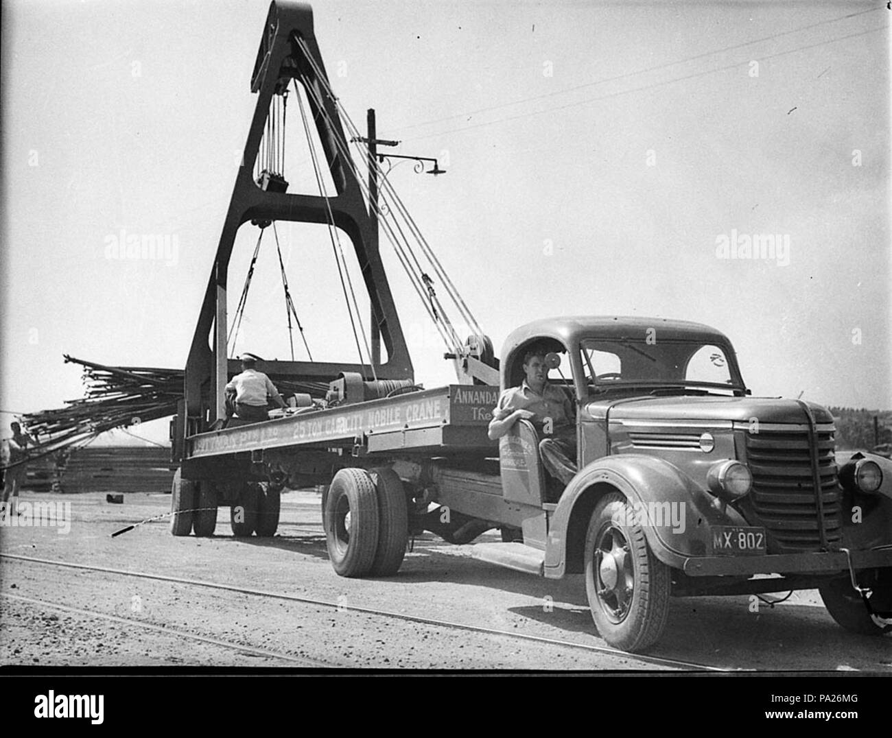 259 SLNSW 34592 Pittman mobile crane job for Transportation Stock Photo