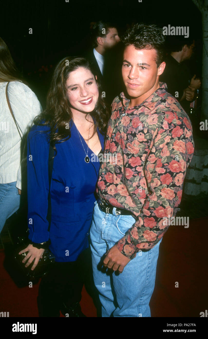 WESTWOOD, CA - MARCH 23: (L-R) Actor Soleil Moon Frye and guest attend the Los Angeles Premiere of 'White Men Can't Jump' on March 23, 1992 at Avco Center Cinemas in Westwood, California. Photo by Barry King/Alamy Stock Photo Stock Photo