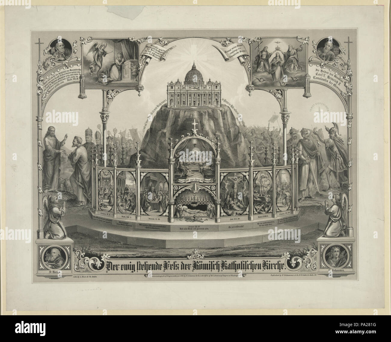 385 Der ewig stehende Fels der Romisch Katholischen Kirche - lith. by A. Hoen &amp; Co., Balto LCCN2003656611 Stock Photo