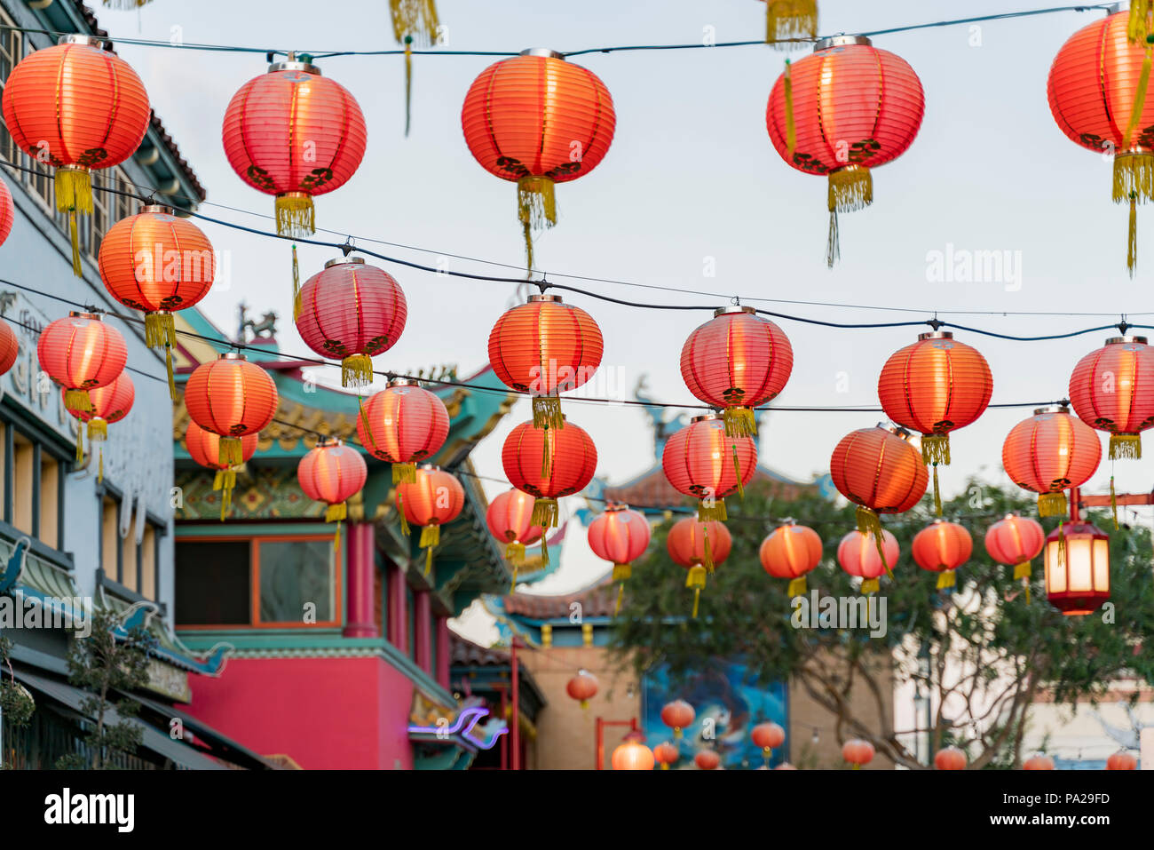 Los Angeles, JUL 12 Red lantern in Chinatown on JUL 12, 2018 at Los