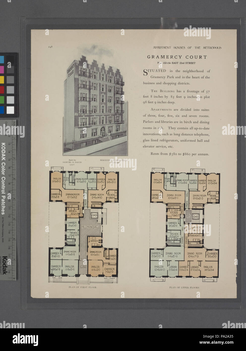 723 Gramercy Court, Nos. 152-156 East 22nd Street; Plan of first floor; Plan of upper floors (NYPL b12647274-465672) Stock Photo
