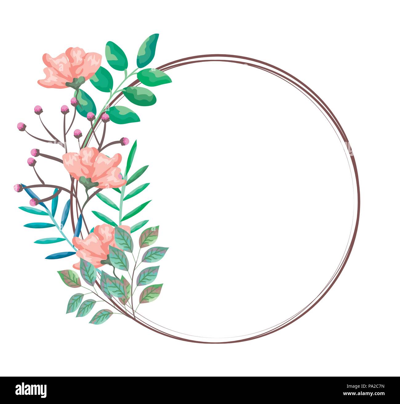 beautiful flowers and leafs frame Stock Vector Image & Art - Alamy
