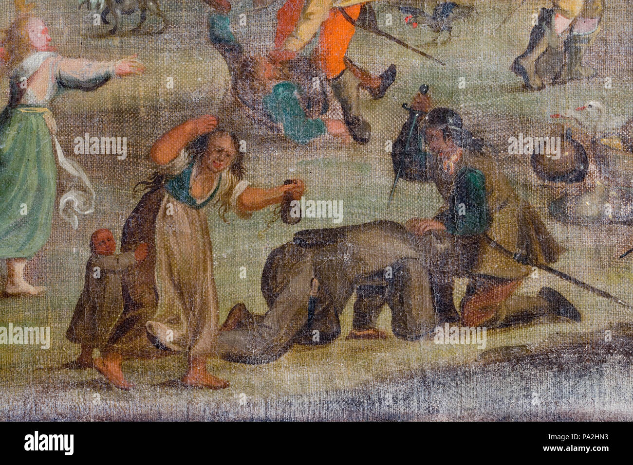 Inv.nr: 11792. 179 Målning, Plundringen, oljemålning, okänd konstnär, detalj, 1600-tal - Skoklosters slott - 85017 Stock Photo