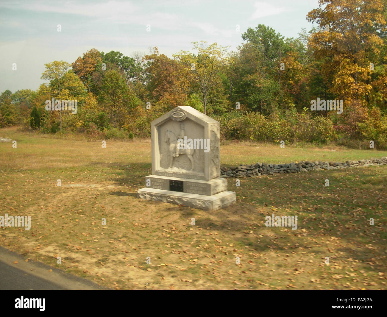 . English: Gettysburg National Military Park and Gettysburg National Cemetery: 4th Pennsylvania Cavalry Monument. Monument: dedicated September 11, 1889. Photo: October 2007 710 Gettysburg National Military Park 47 Stock Photo