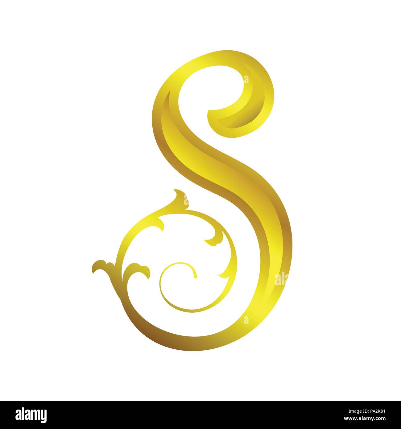 Initial S Lettermark Golden Floral Ornamental Vector Symbol Graphic Logo Design Template Stock Vector