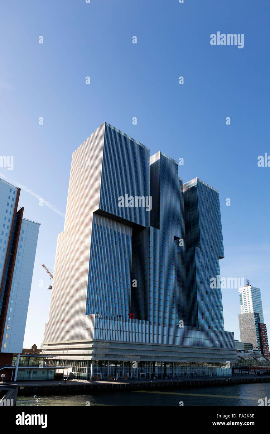 Facade of the De Rotterdam building in Rotterdam, the Netherlands. The