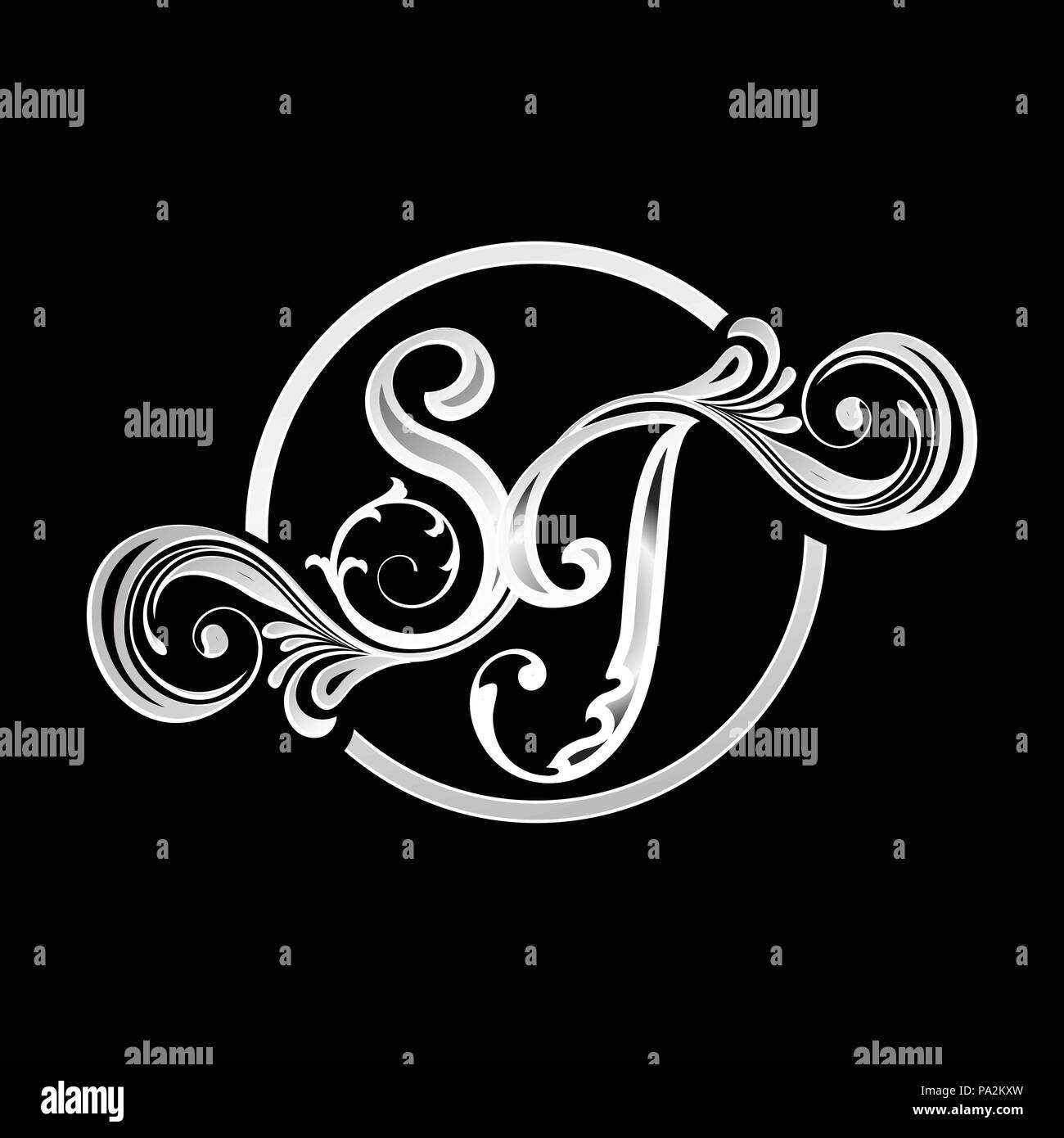 SG Initials Lettermark Ornamental Floral Vector Symbol Graphic Logo Design Template Stock Vector