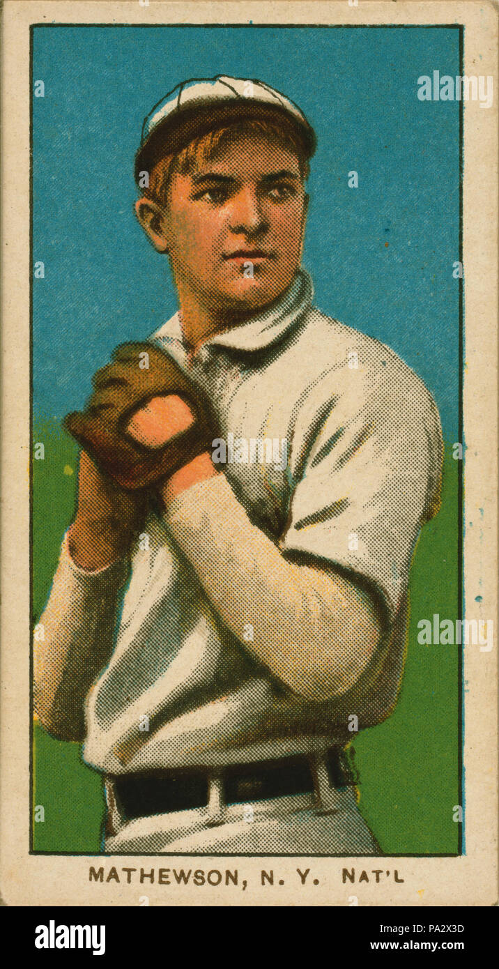 Baseball card of Christy Mathewson. Card set: White Borders (T206). between  1909 and 1911 311 Christy Mathewson, pitcher, New York Giants, ca. 1910  Stock Photo - Alamy