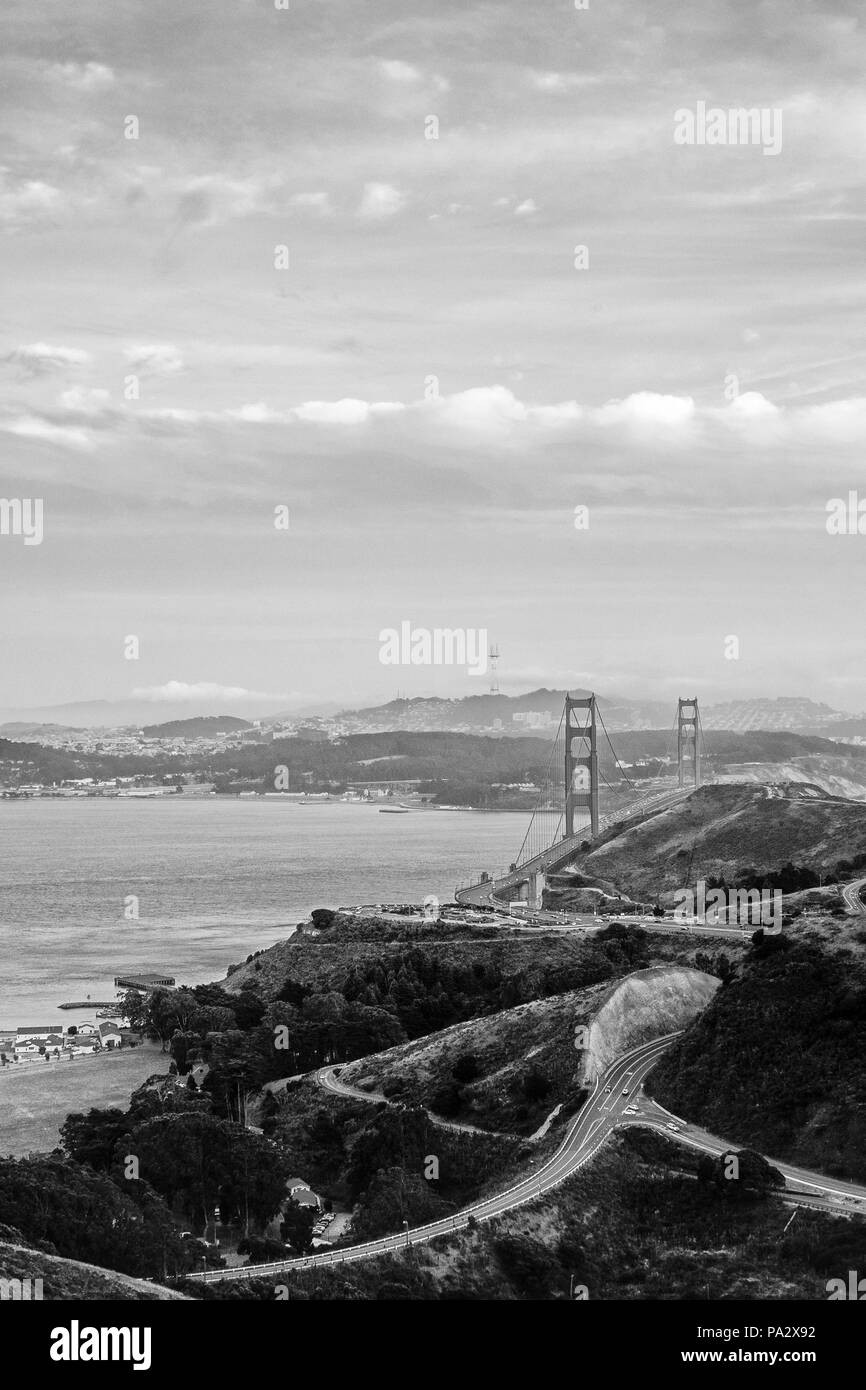 Roads near the Golden Gate Bridge, The Presidio, San Francisco, California, USA Stock Photo