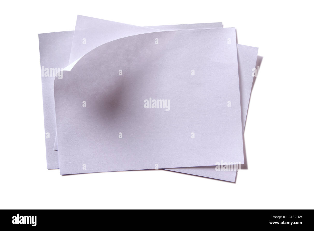 Several untidy pile white sticky post note Stock Photo