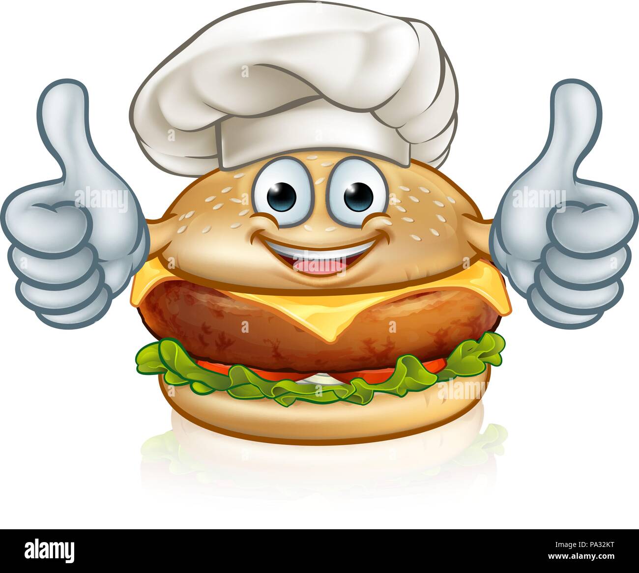Chef Burger Food Cartoon Character Mascot Stock Vector