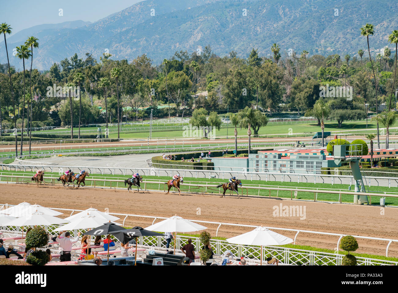 Los Angeles, APR 8: Horse racing in Santa Anita Park on APR 8, 2018 at ...