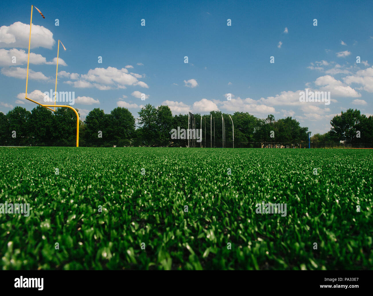 Rugby Field.Typical view of a rugby field in the evening. Stock Photo