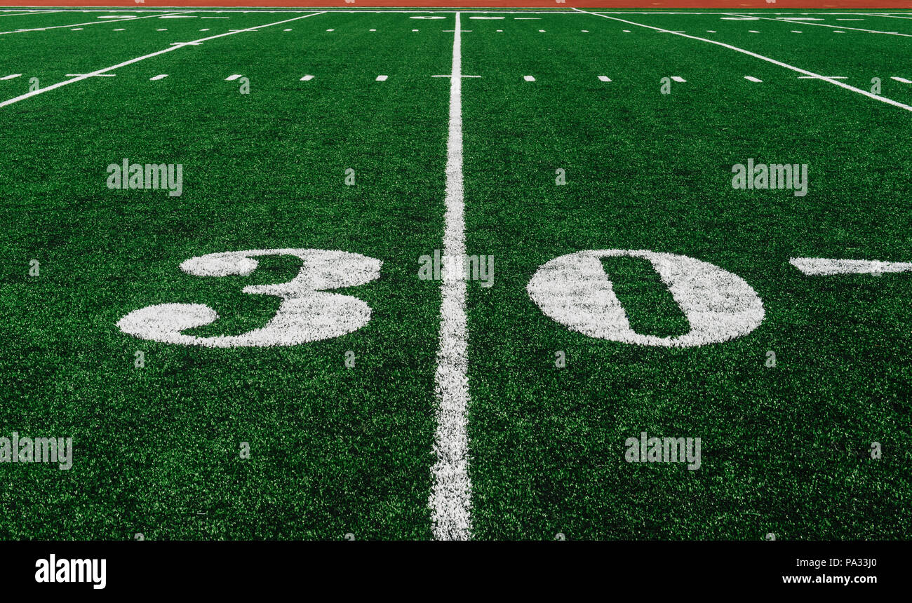 30 Yard Line on American Football Field Stock Photo Alamy