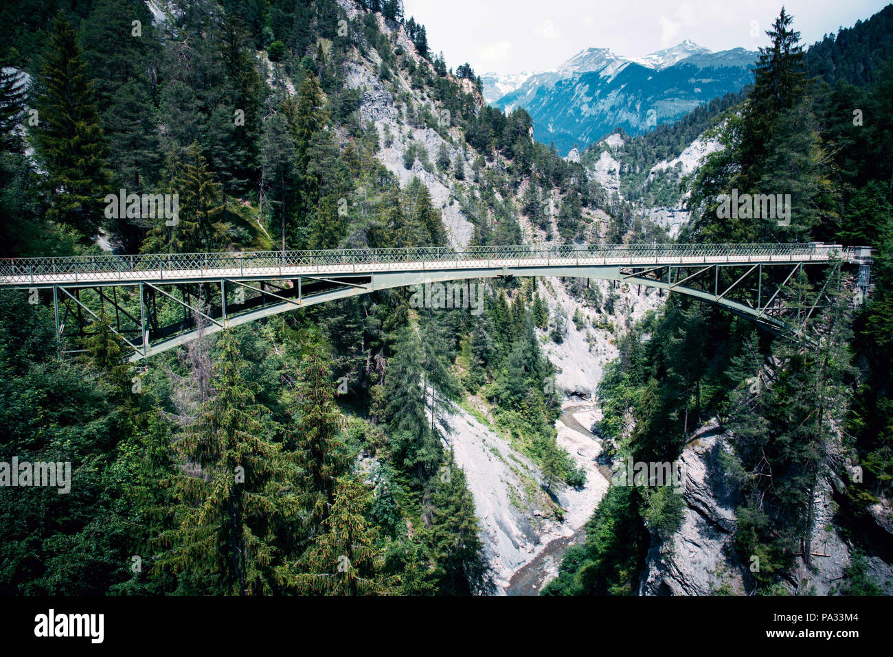 Suspension Bridge in Switzerland Stock Photo Alamy