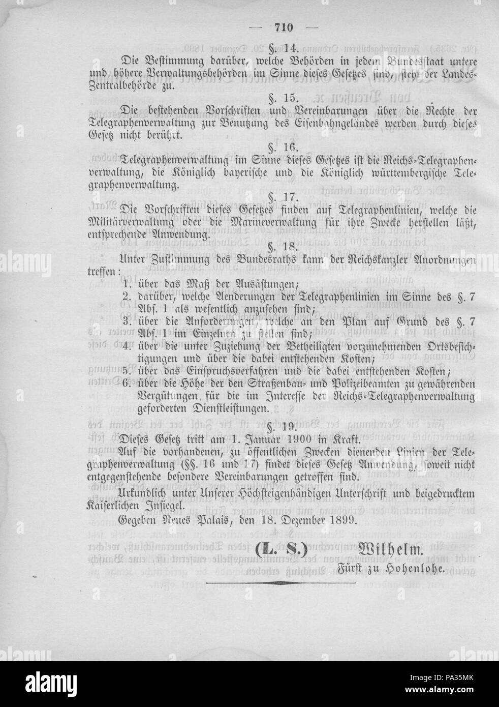 397 Deutsches Reichsgesetzblatt 1899 051 710 Stock Photo