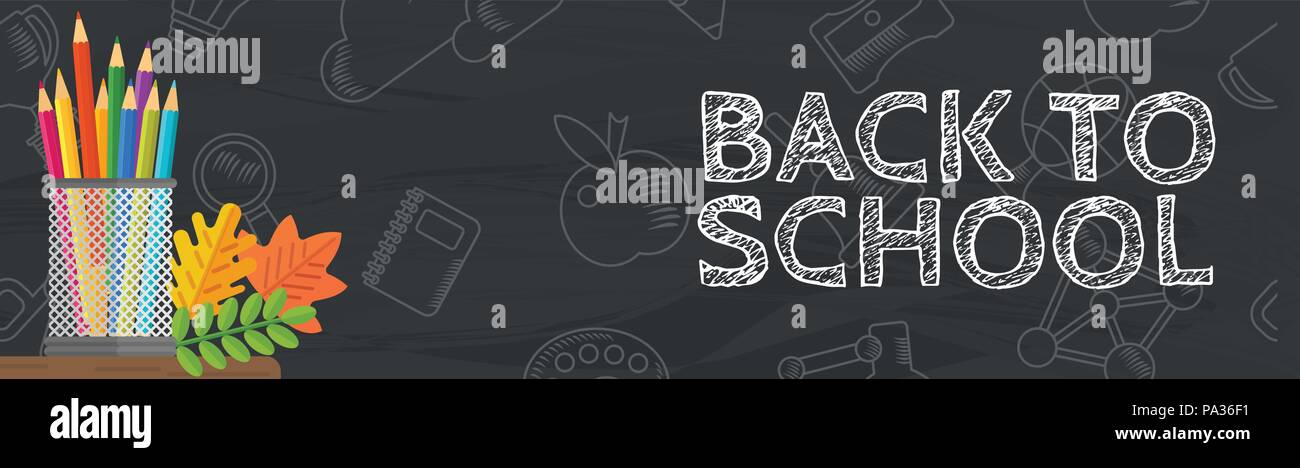 back to school black banner Stock Vector