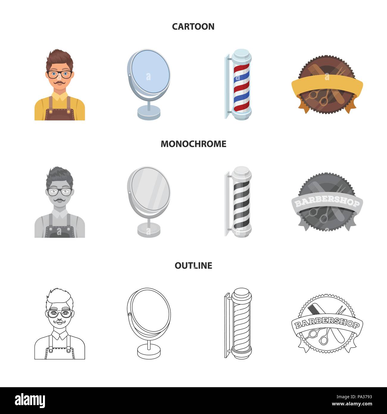 Male Hairdresser Sign Mirror And Other Equipment For A