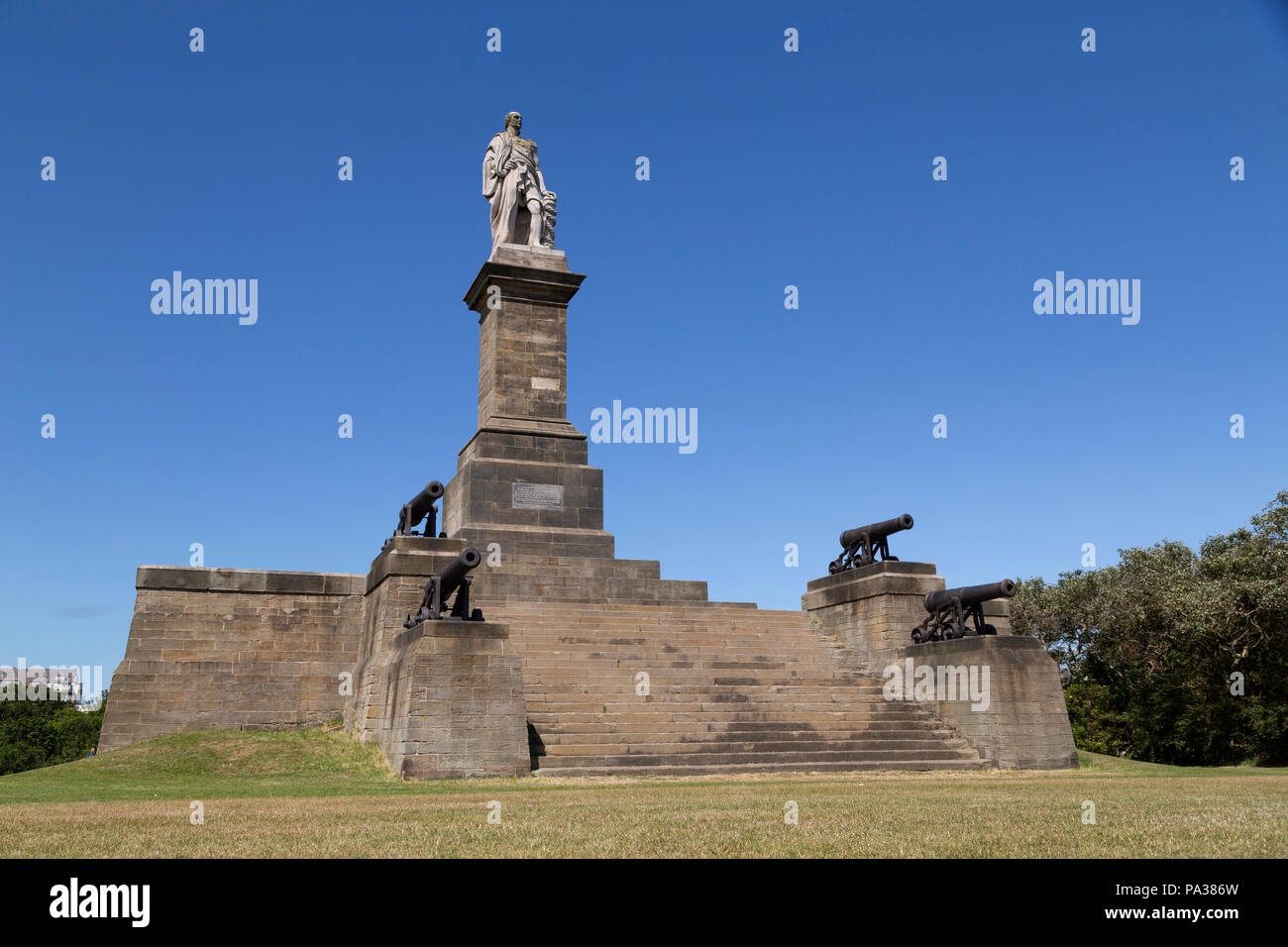 The monument to Admiral Lord Collingwood at Tynemouth in England. Cuthbert Collingwood (1748 - 1810) was a naval commander during the Napoleonic Wars  Stock Photo