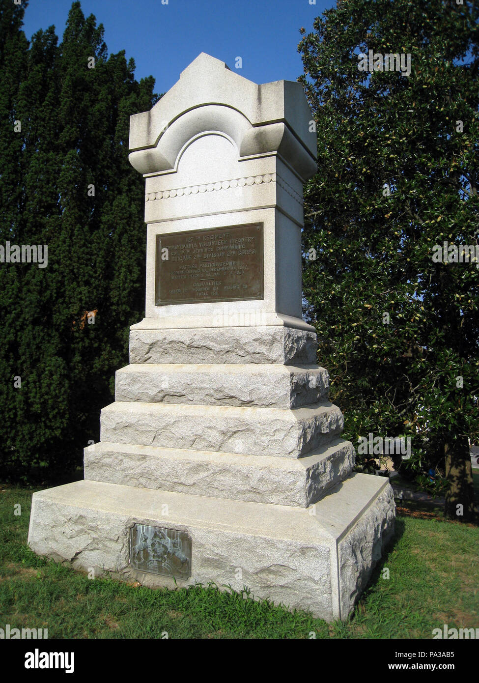 127th pennsylvania volunteer infantry regiment monument hi-res stock ...