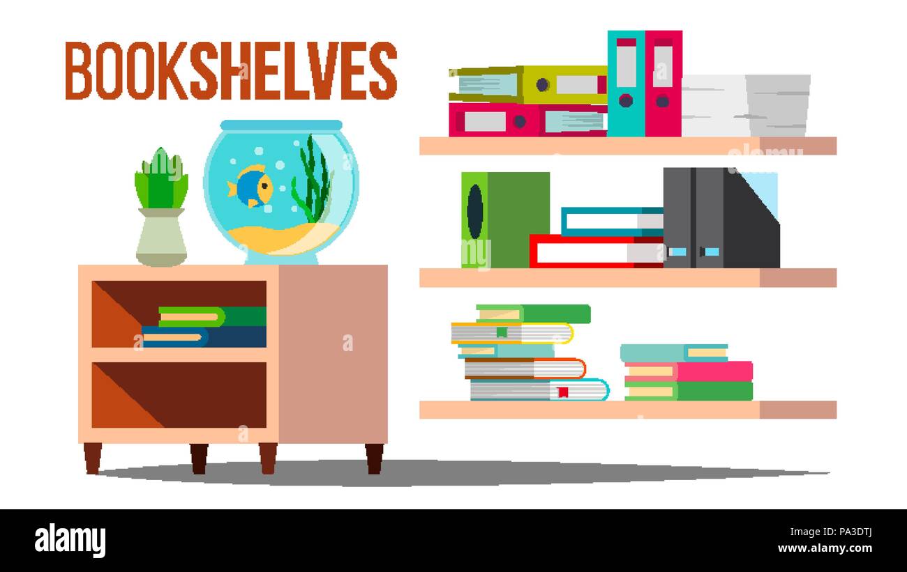 Storage Shelves Vector. Document, Book. Office Folders. Data Design. Stack. Flat Isolated Illustration Stock Vector