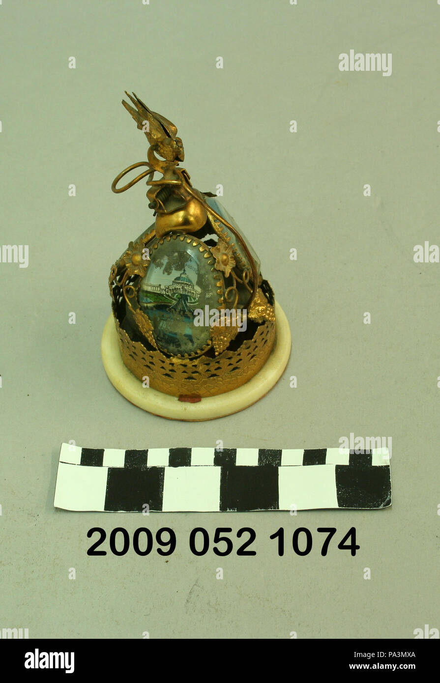 386 Desk Bell With Glass Ovals With Color Images of the Cascade Gardens, Fine Arts Building, U.S. Government Building Stock Photo