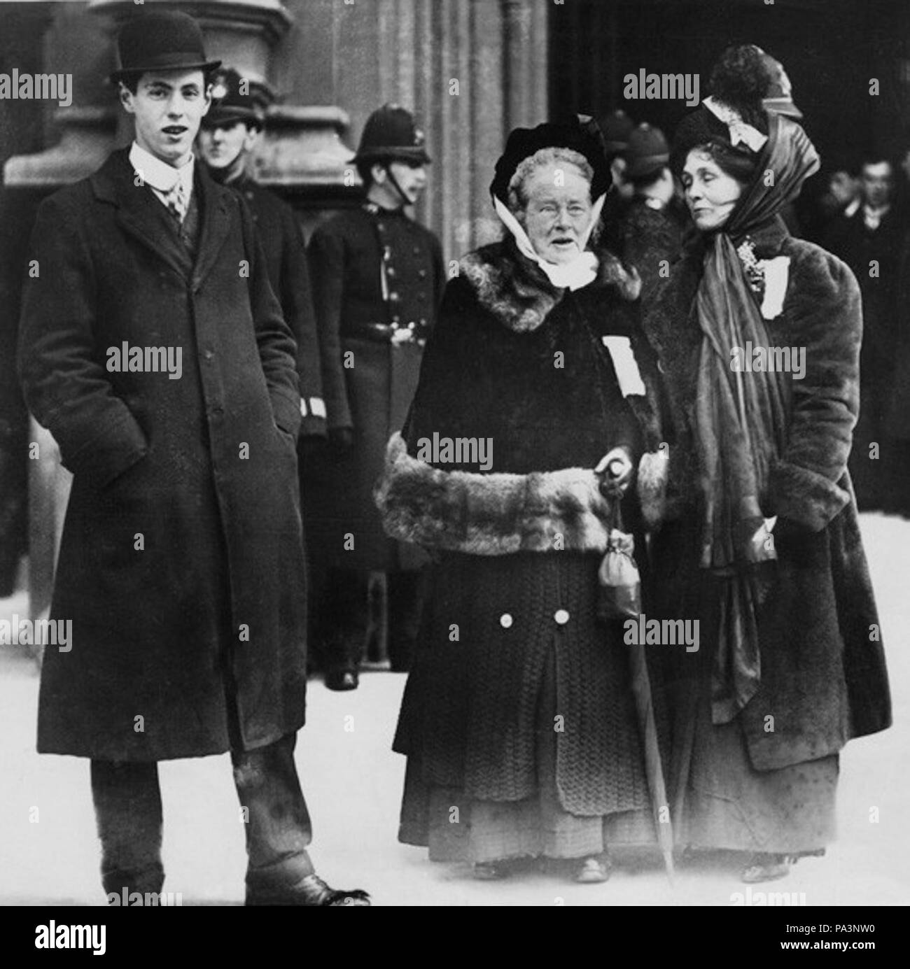 by Unknown photographer, bromide press print, 18 November 1910 615 Elizabeth Garrett Anderson; Emmeline Pankhurst Stock Photo