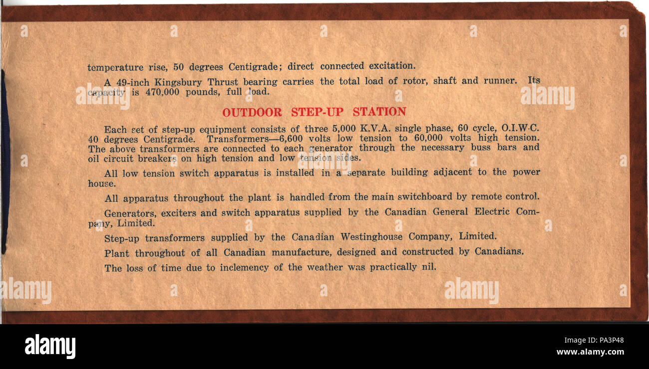 330 West Kootenay Power and Light Co. Number One Hydro-Electric Development 06 Stock Photo